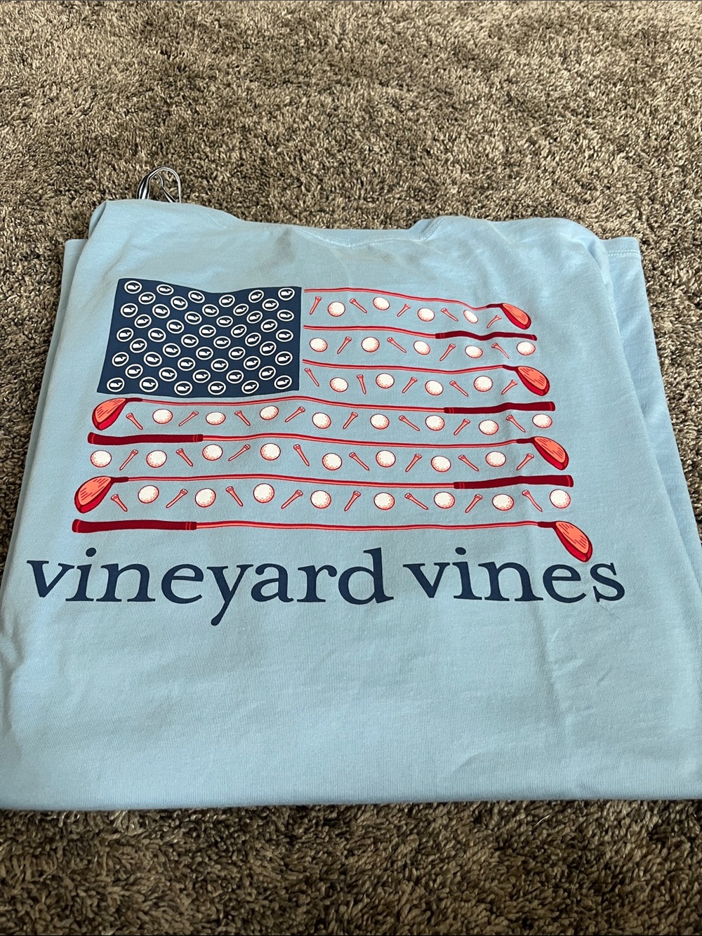 Vineyard Vines Light Blue Flag Graphic Long Sleeve Tee. XXL. New.